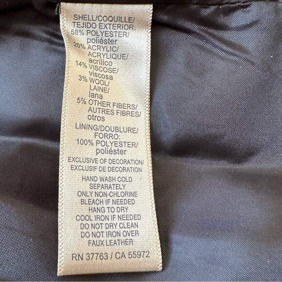 Rafaella Car Coat Black White Brushed Plaid Faux Leather Detail Outerwear Large - Picture 11 of 12